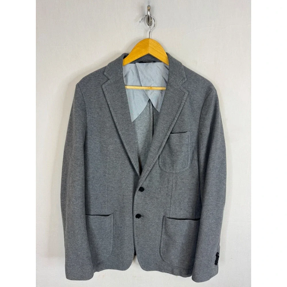 Banana Republic Mens 42R Gray Knit Blazer Sport Coat Cotton Textured 186113-00 - Picture 1 of 12